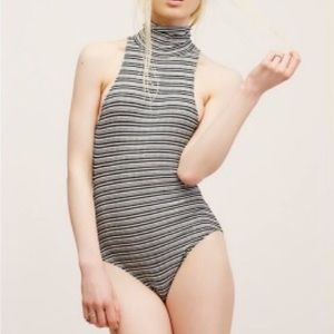 Free People Cotton Turtle Neck Backless Bodysuit